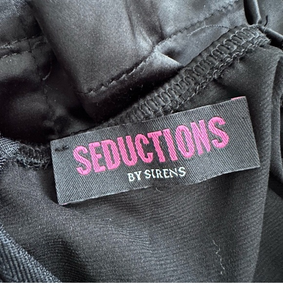 Deductions Black Satin Dress With Rose on Side Spaghetti straps - Picture 6 of 7